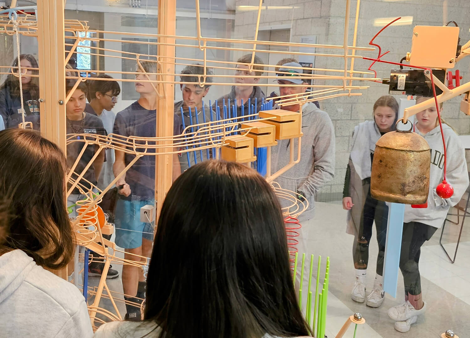 Students got up close and personal with some of the experiments on their tour.