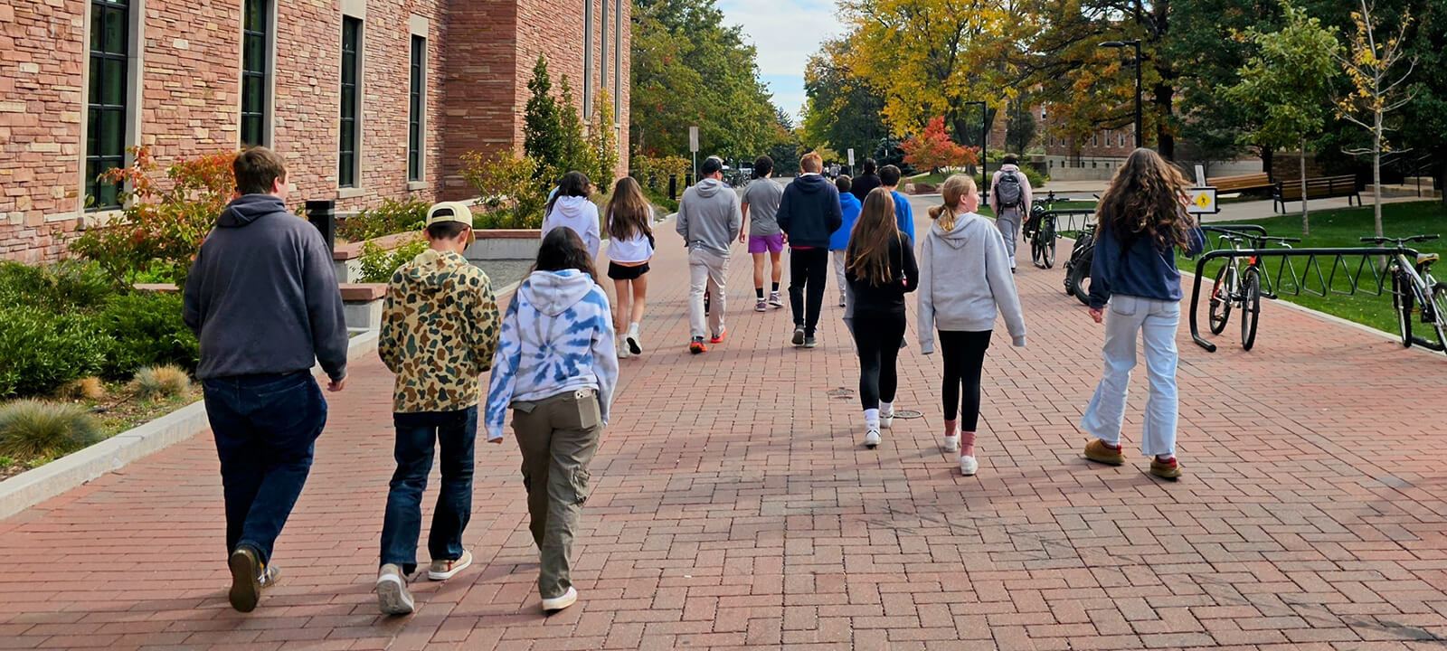 Students tour a college campus courtesy of a grant.