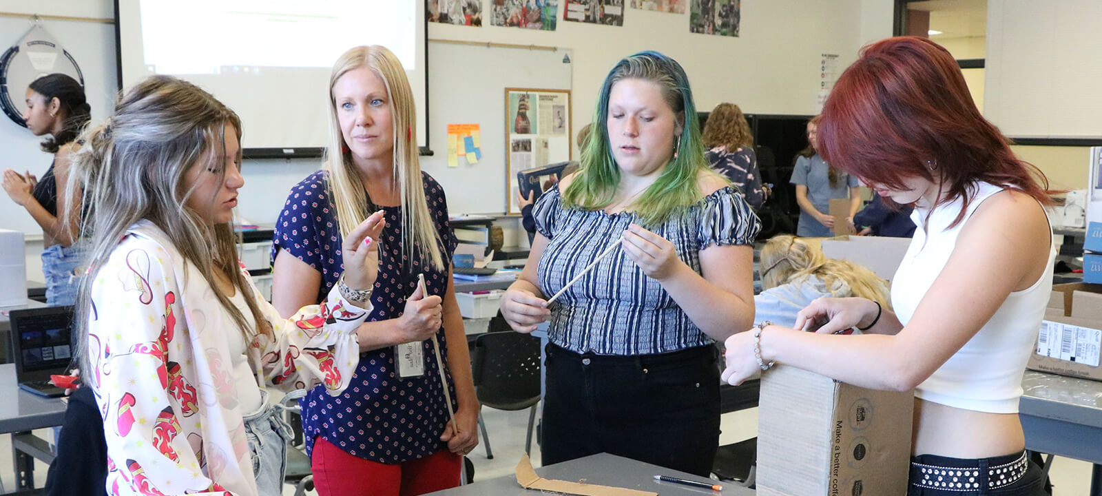 Students interact with teachers